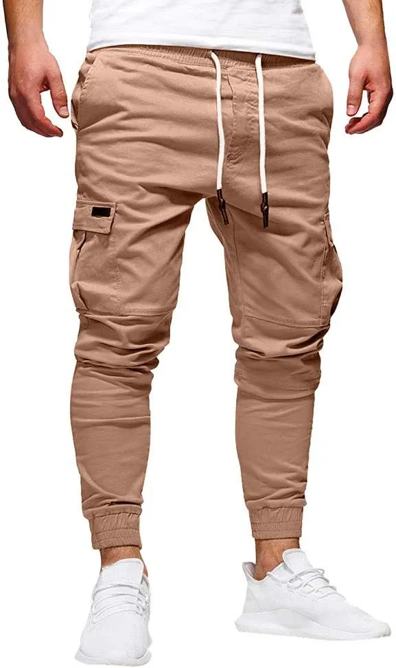 sdbrld Cargo Pants For Men Mens Outdoor Hiking Joggers Solid Trendy Drawstring Recreation Fitness Cargo Pants with Pocket