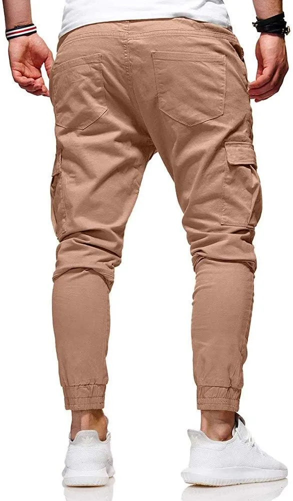 sdbrld Cargo Pants For Men Mens Outdoor Hiking Joggers Solid Trendy Drawstring Recreation Fitness Cargo Pants with Pocket