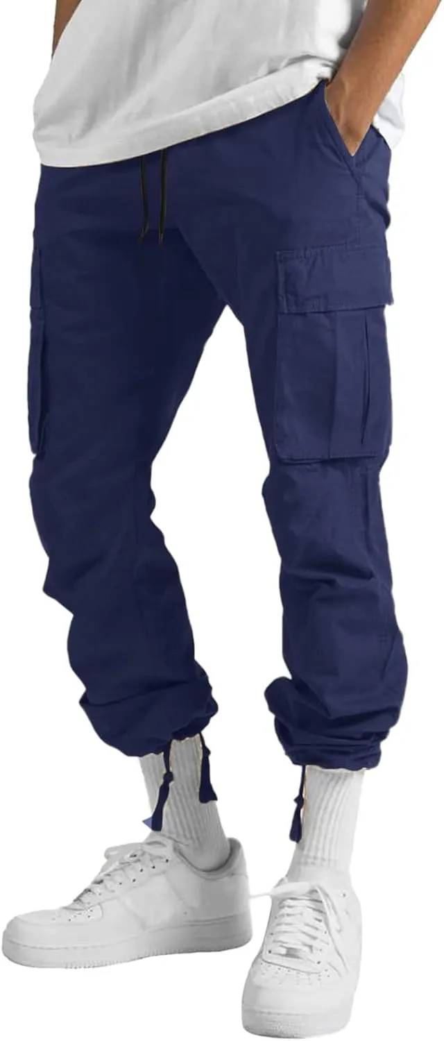 sdbrld Cargo Pants For Men Mens Relaxed Fit Beach Pants Casual Streetwear Baggy Trousers Cargo Pants with Zipper Pockets