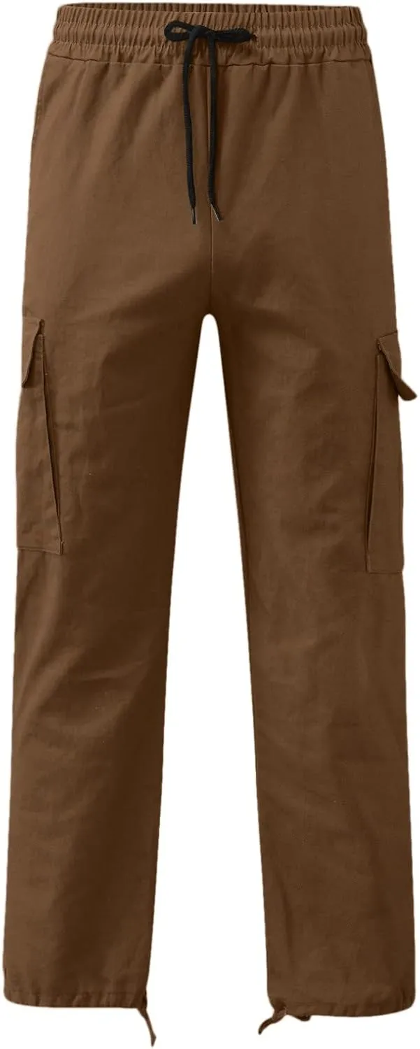sdbrld Cargo Pants For Men Mens Relaxed Fit Beach Pants Streetwear Baggy Trousers Casual Cargo Pants with Zipper Pockets