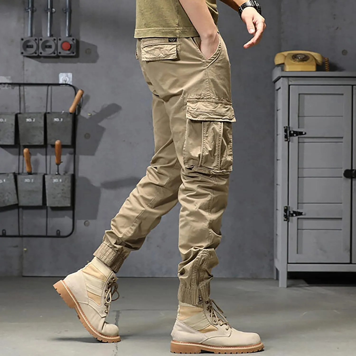 sdbrld Cargo Pants For Men Mens Trendy Ripstop Tactical Pants Lightweight Outdoor Hiking Water Resistant Pants with Pockets