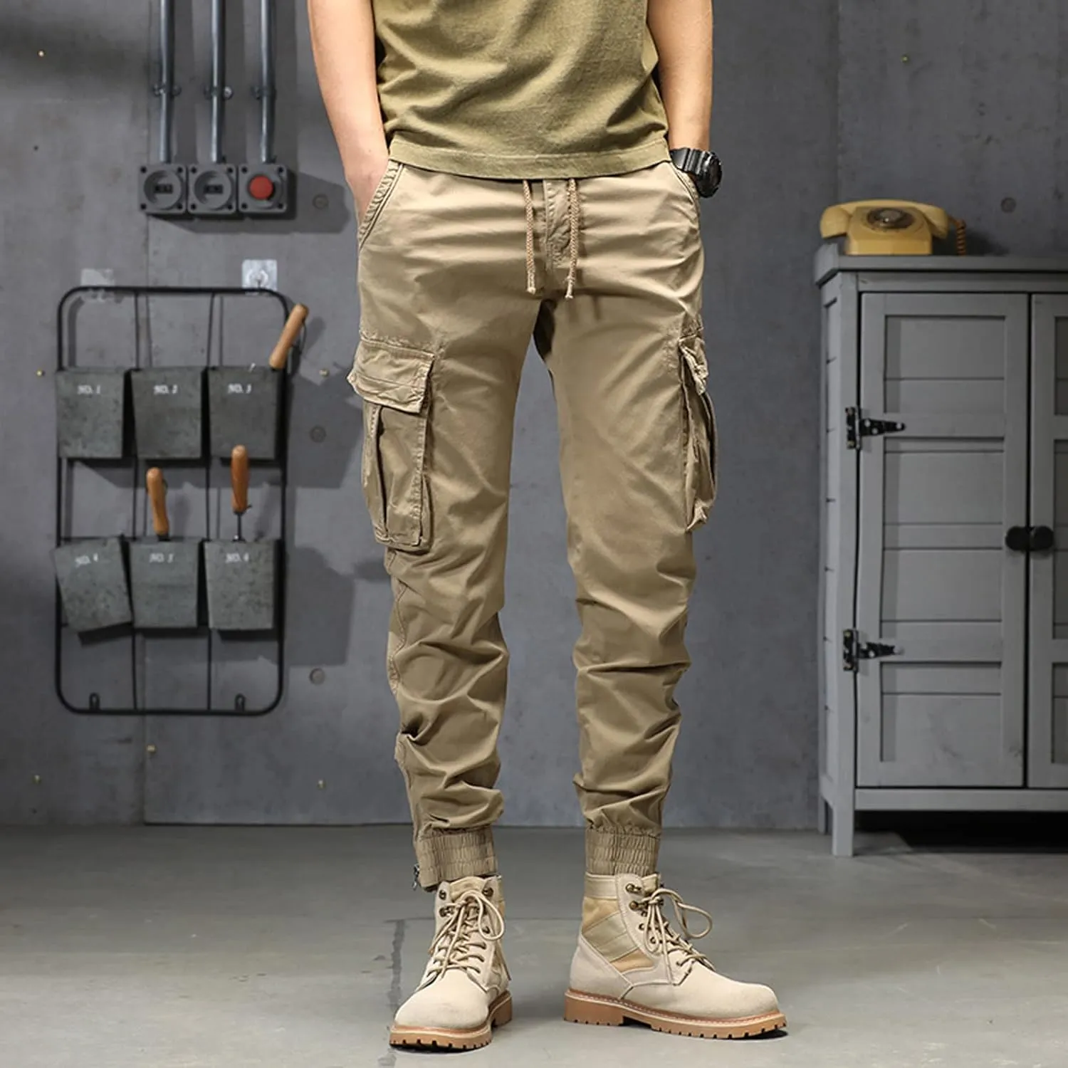 sdbrld Cargo Pants For Men Mens Trendy Ripstop Tactical Pants Lightweight Outdoor Hiking Water Resistant Pants with Pockets