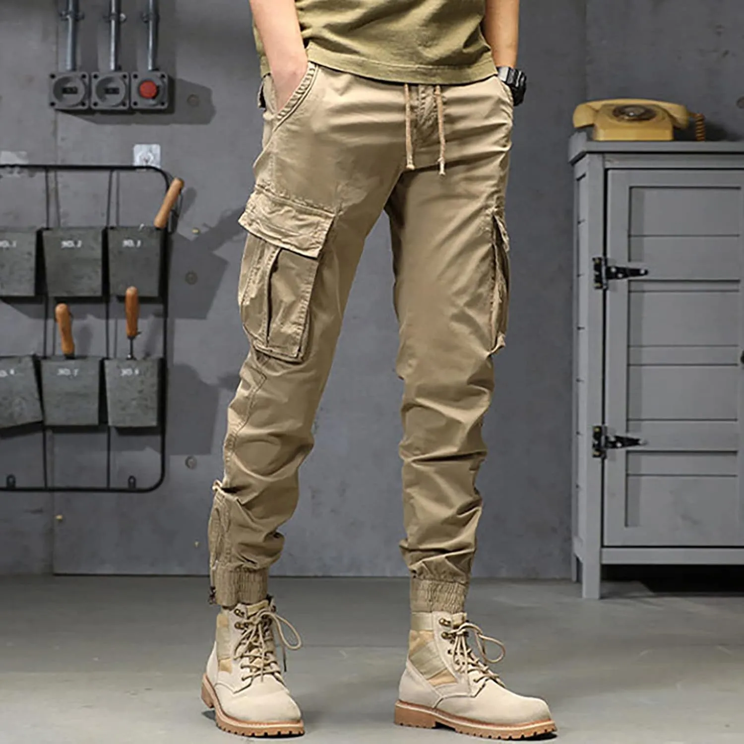sdbrld Cargo Pants For Men Mens Trendy Ripstop Tactical Pants Lightweight Outdoor Hiking Water Resistant Pants with Pockets