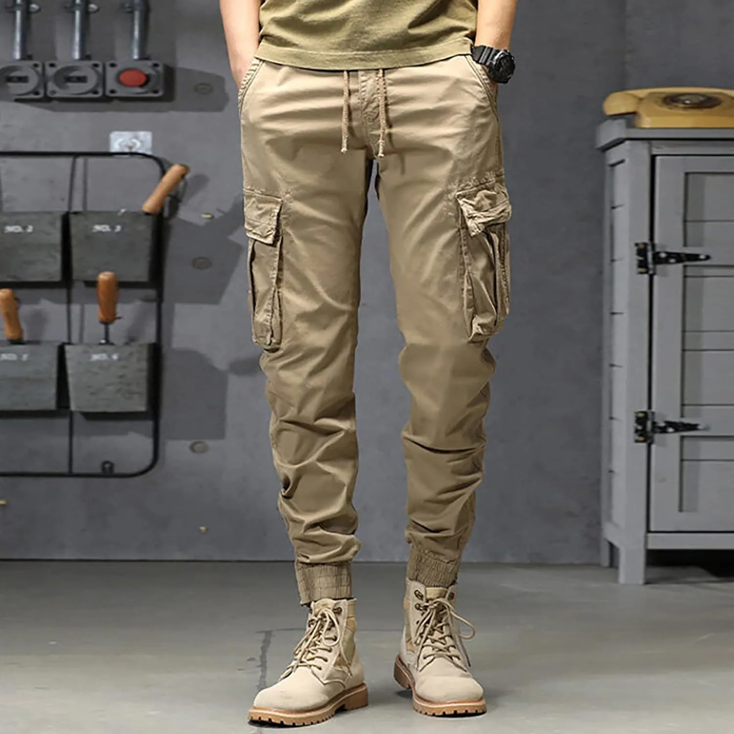 sdbrld Cargo Pants For Men Mens Trendy Ripstop Tactical Pants Lightweight Outdoor Hiking Water Resistant Pants with Pockets