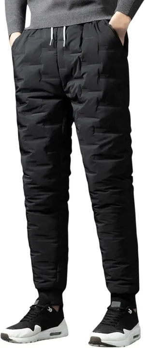 sdbrld Pants For Men Mens Trouser Solid Full Length Thickened Pants Trendy Drawstring Warm Winter Trouser with Pockets