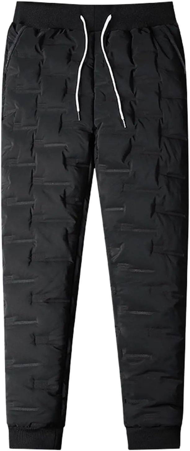 sdbrld Pants For Men Mens Trouser Solid Full Length Thickened Pants Trendy Drawstring Warm Winter Trouser with Pockets