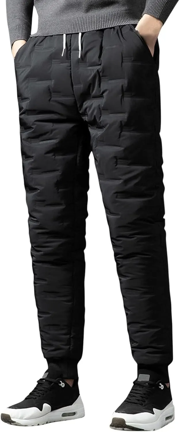 sdbrld Pants For Men Mens Trouser Solid Full Length Thickened Pants Trendy Drawstring Warm Winter Trouser with Pockets