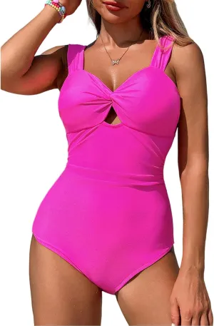 SELINK Womens One Piece Swimsuits Tummy Control Cut Out Twist Bowknot Backless Bathing Suit Slimming Push Up Swimwear