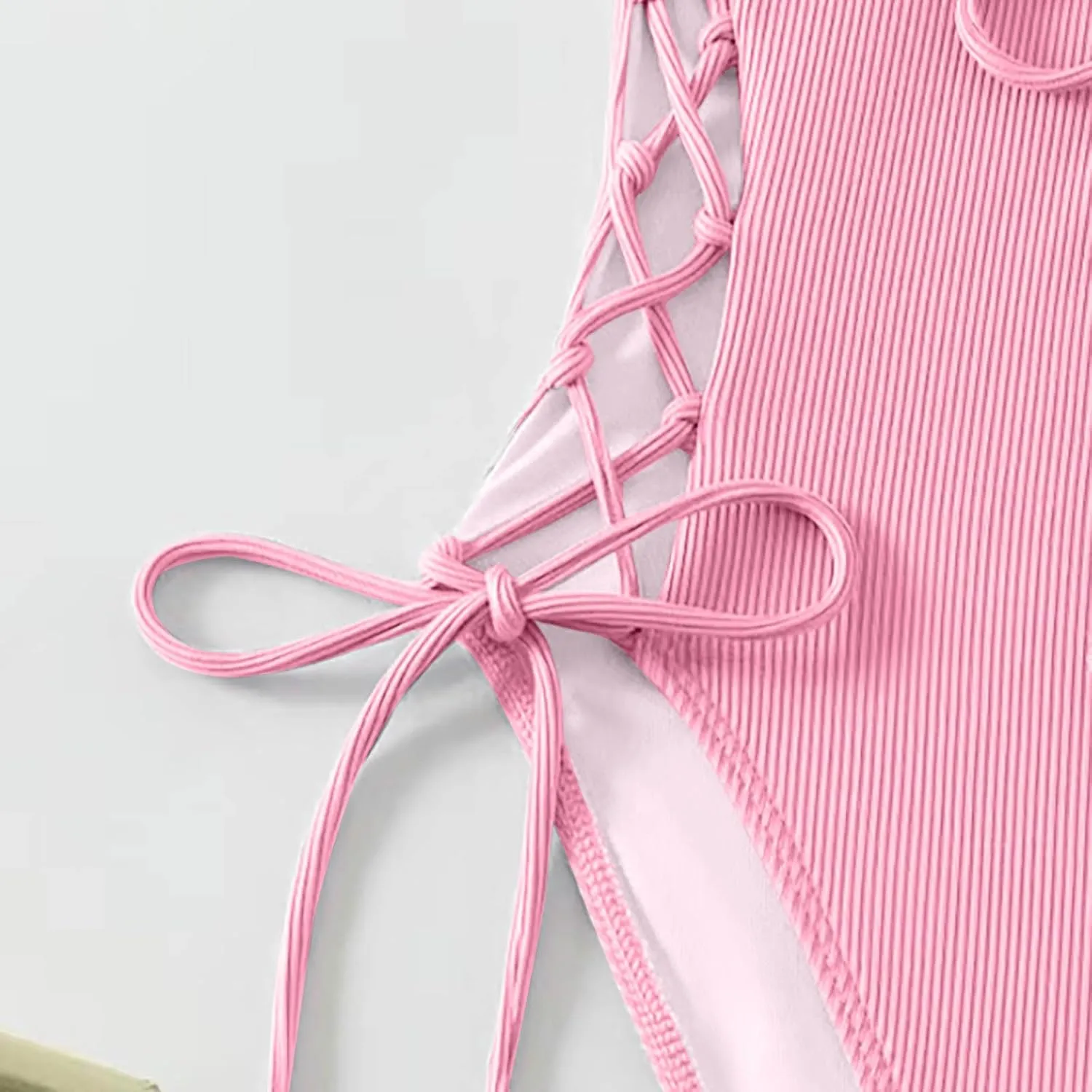 Sexy Swimsuits for Women Backless Adjustable Strap Tie Halter Bathing Suit One Piece Tummy Control Beach Swimsuit
