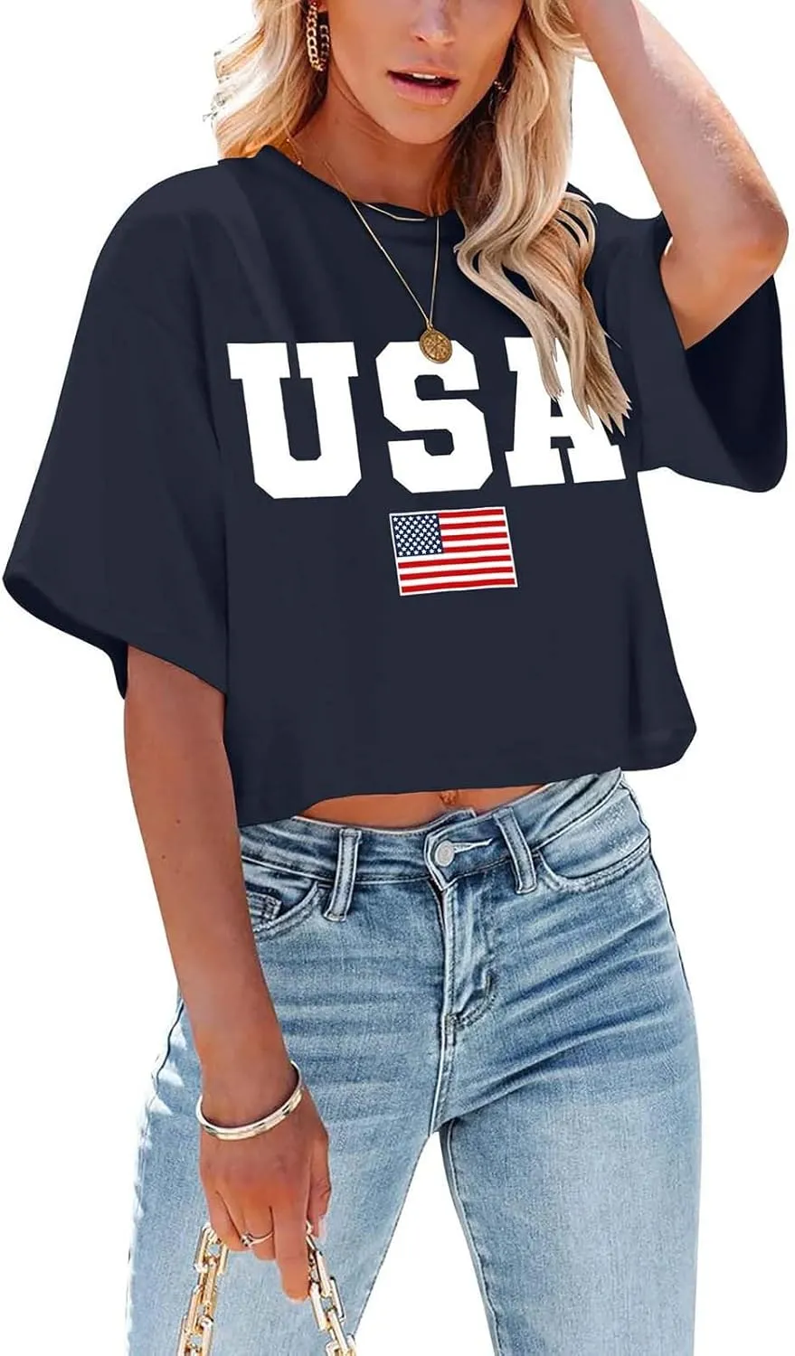 Shirts for Women 4th of July Outfits American Flag Print Womens Tops Comfy Independence Day T Shirts