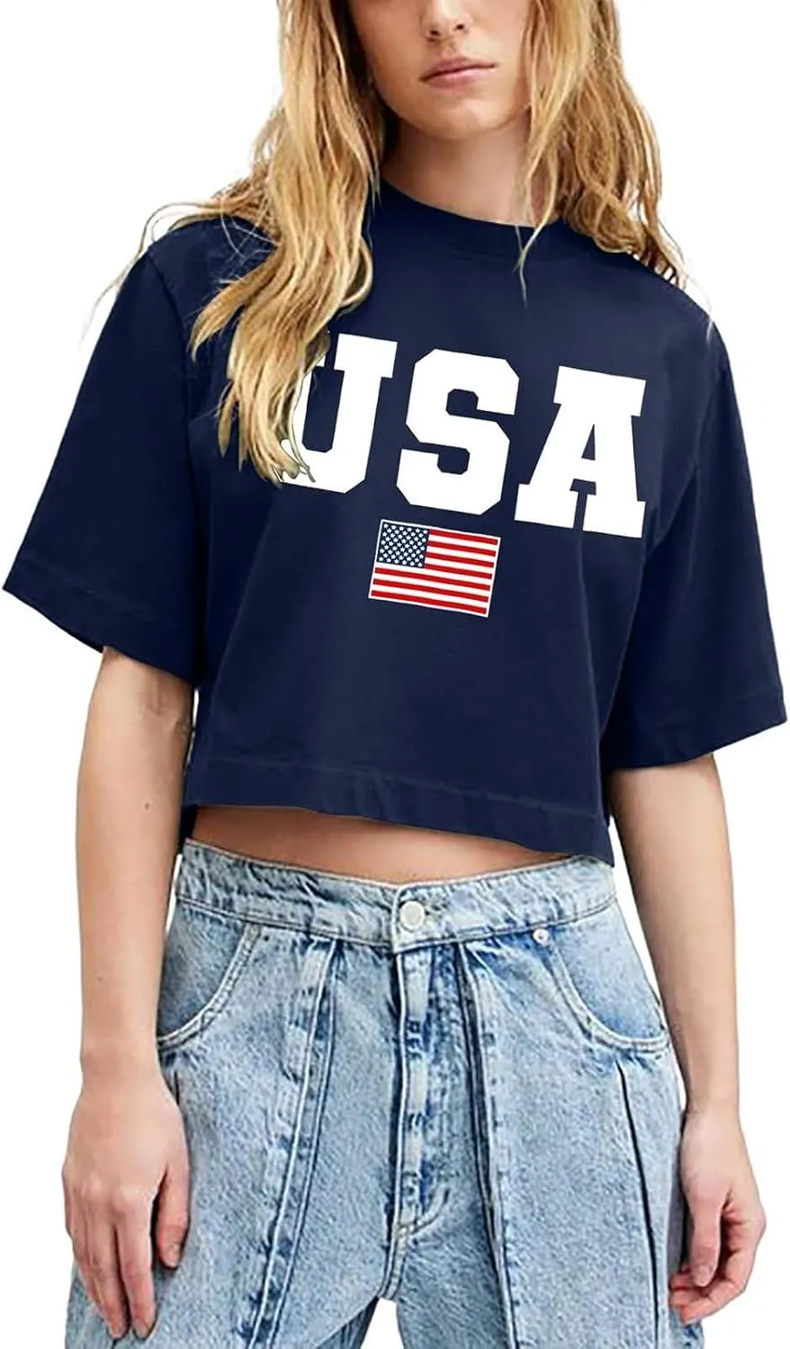 Shirts for Women 4th of July Outfits American Flag Print Womens Tops Comfy Independence Day T Shirts