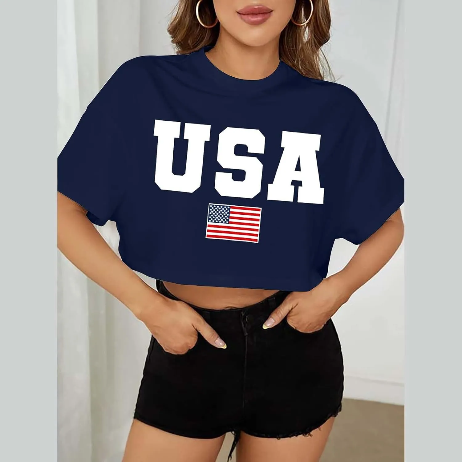 Shirts for Women 4th of July Outfits American Flag Print Womens Tops Comfy Independence Day T Shirts