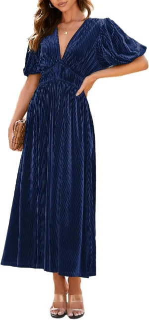 Sissyaki Women's Velvet Dress Formal Dresses for Wedding Guest 2024 Fall Winter Dress
