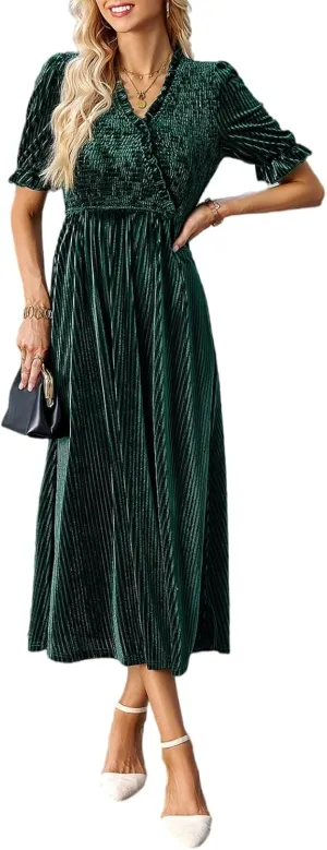 Sissyaki Women's Velvet Dress Formal Dresses for Wedding Guest 2024 Fall Winter Dress
