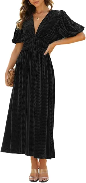 Sissyaki Women's Velvet Dress Formal Dresses for Wedding Guest 2024 Fall Winter Dress