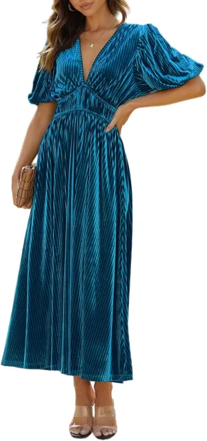 Sissyaki Women's Velvet Dress Formal Dresses for Wedding Guest 2024 Fall Winter Dress