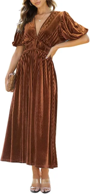 Sissyaki Women's Velvet Dress Formal Dresses for Wedding Guest 2024 Fall Winter Dress