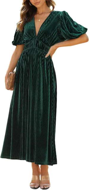 Sissyaki Women's Velvet Dress Formal Dresses for Wedding Guest 2024 Fall Winter Dress