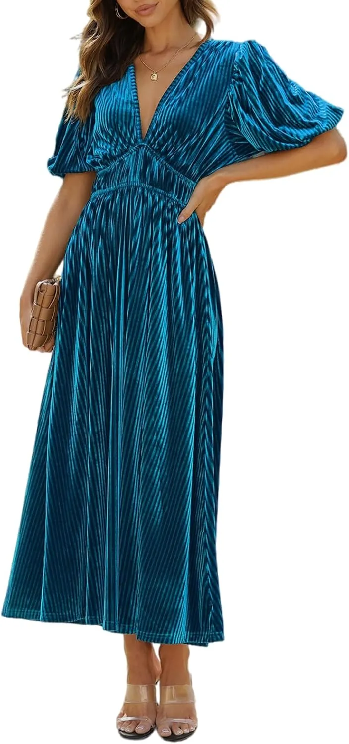 Sissyaki Women's Velvet Dress Formal Dresses for Wedding Guest 2024 Fall Winter Dress