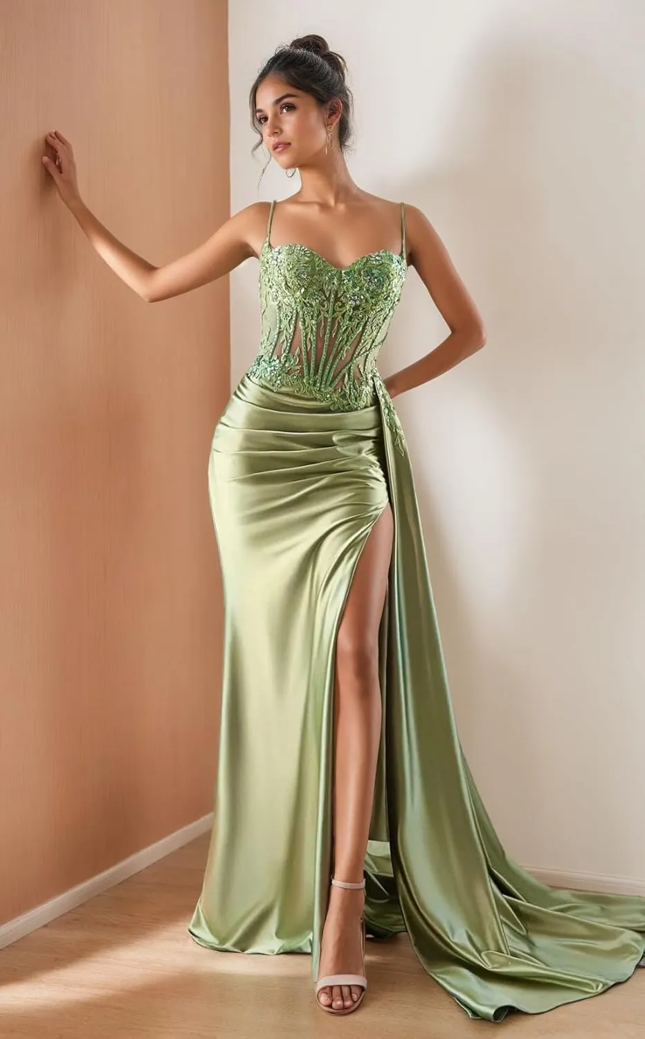 Spaghetti Strap Prom Dresses with Split 2025 Satin Ball Gowns for Women Formal Bodycon Mermaid Bridesmaid Dresses