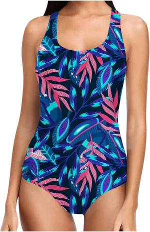 Summer Trendy Swimsuit Womens 2025 One Piece Tummy Control Bathing Suit Casual Print Swimwear Slimming Cute Beachwear