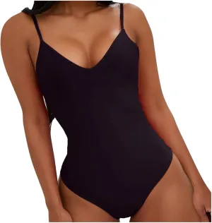 Suspender Deep V One Piece Swimsuit for Women Sexy Backless Tummy Control Bikini Swimwear Summer Beach Bathing Suit