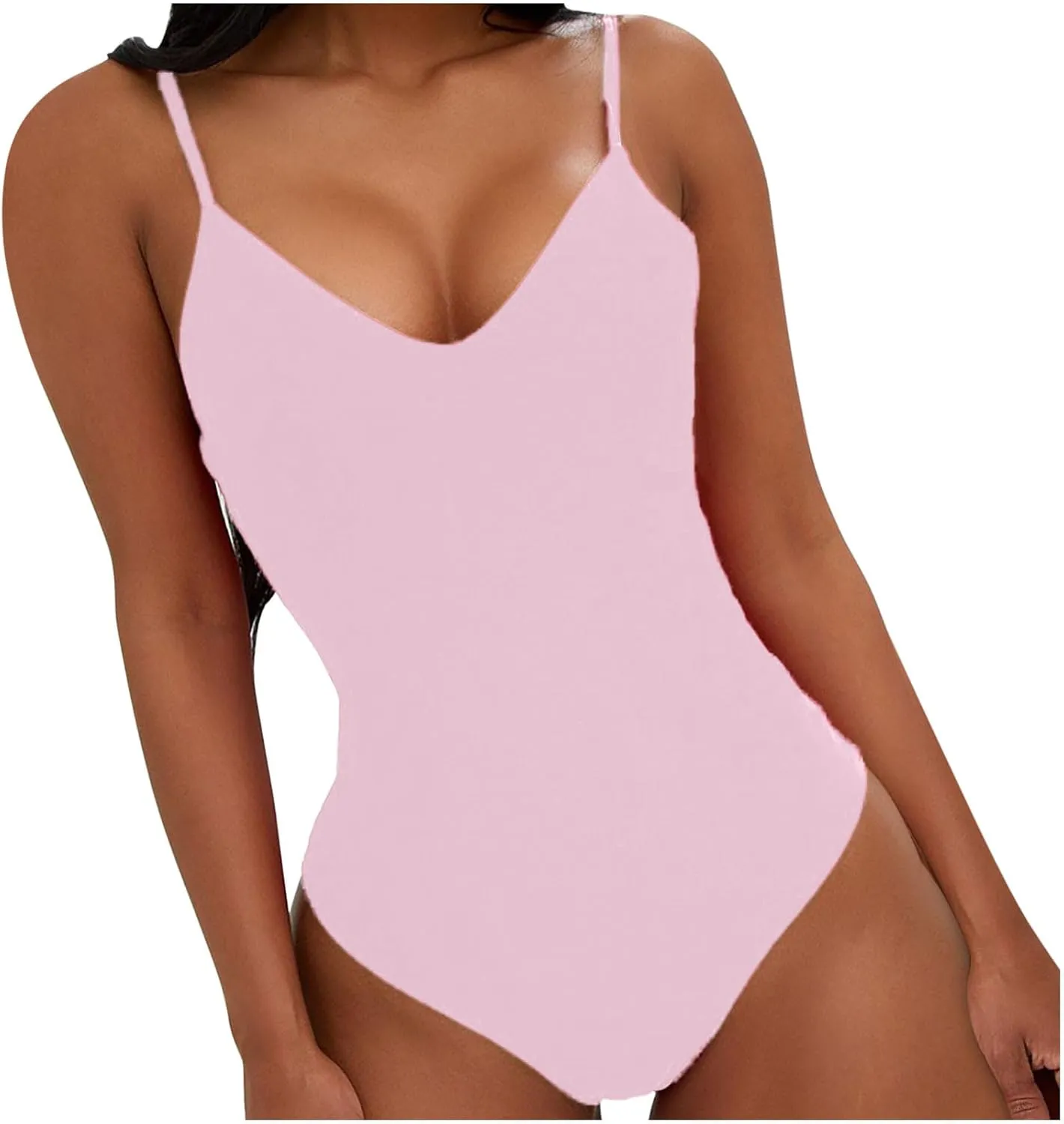 Suspender Deep V One Piece Swimsuit for Women Sexy Backless Tummy Control Bikini Swimwear Summer Beach Bathing Suit