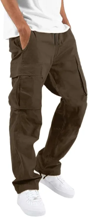 Sweatpants for Men with Pockets Heavyweight Fleece Cargo Sweatpants Stretch Elastic Waist Sports Trousers with Pocket