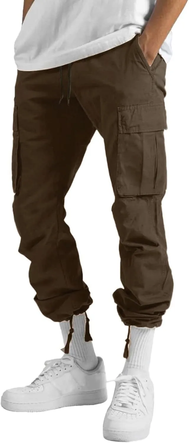 Sweatpants for Men with Pockets Heavyweight Fleece Cargo Sweatpants Stretch Elastic Waist Sports Trousers with Pocket