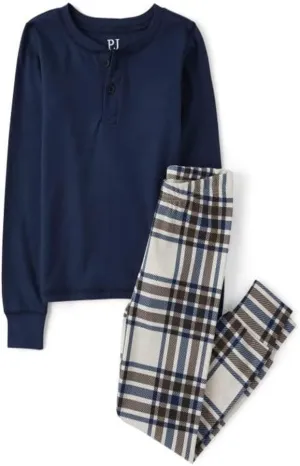 The Children's Place Boys' Long Sleeve Top and Pants Snug Fit 100% Cotton 2 Piece Pajama Sets