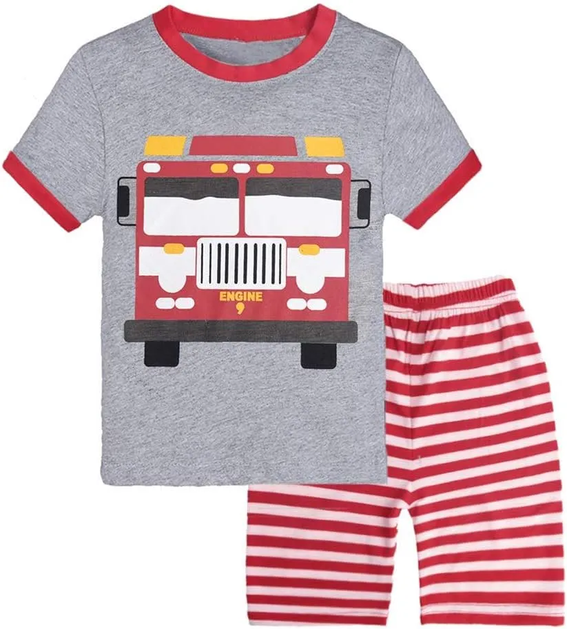 Toddler Boys Pajamas 100% Cotton Summer Pjs for Boy Jammies Dinosaur Dog Little Kids Clothes Sleepwear Short Sets Size 2-7T