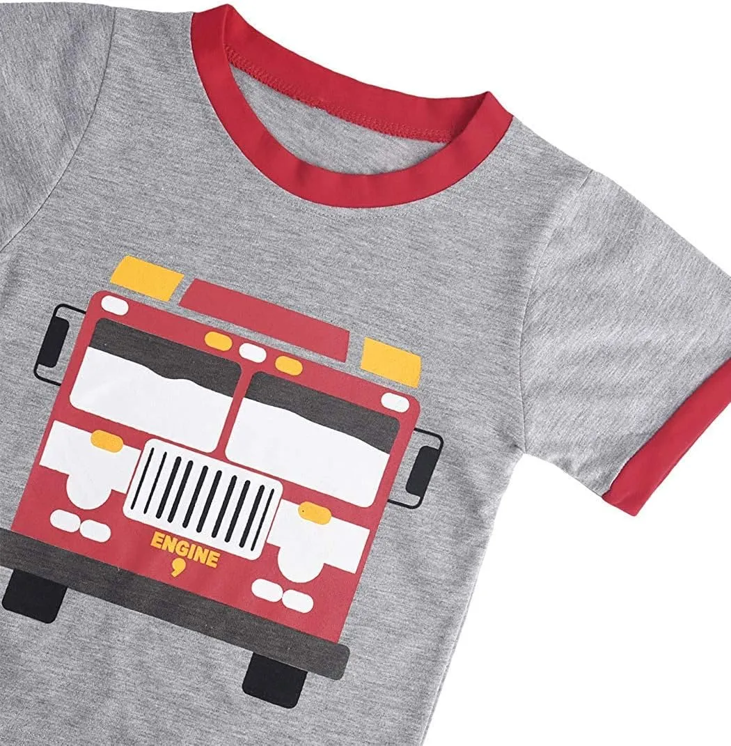 Toddler Boys Pajamas 100% Cotton Summer Pjs for Boy Jammies Dinosaur Dog Little Kids Clothes Sleepwear Short Sets Size 2-7T