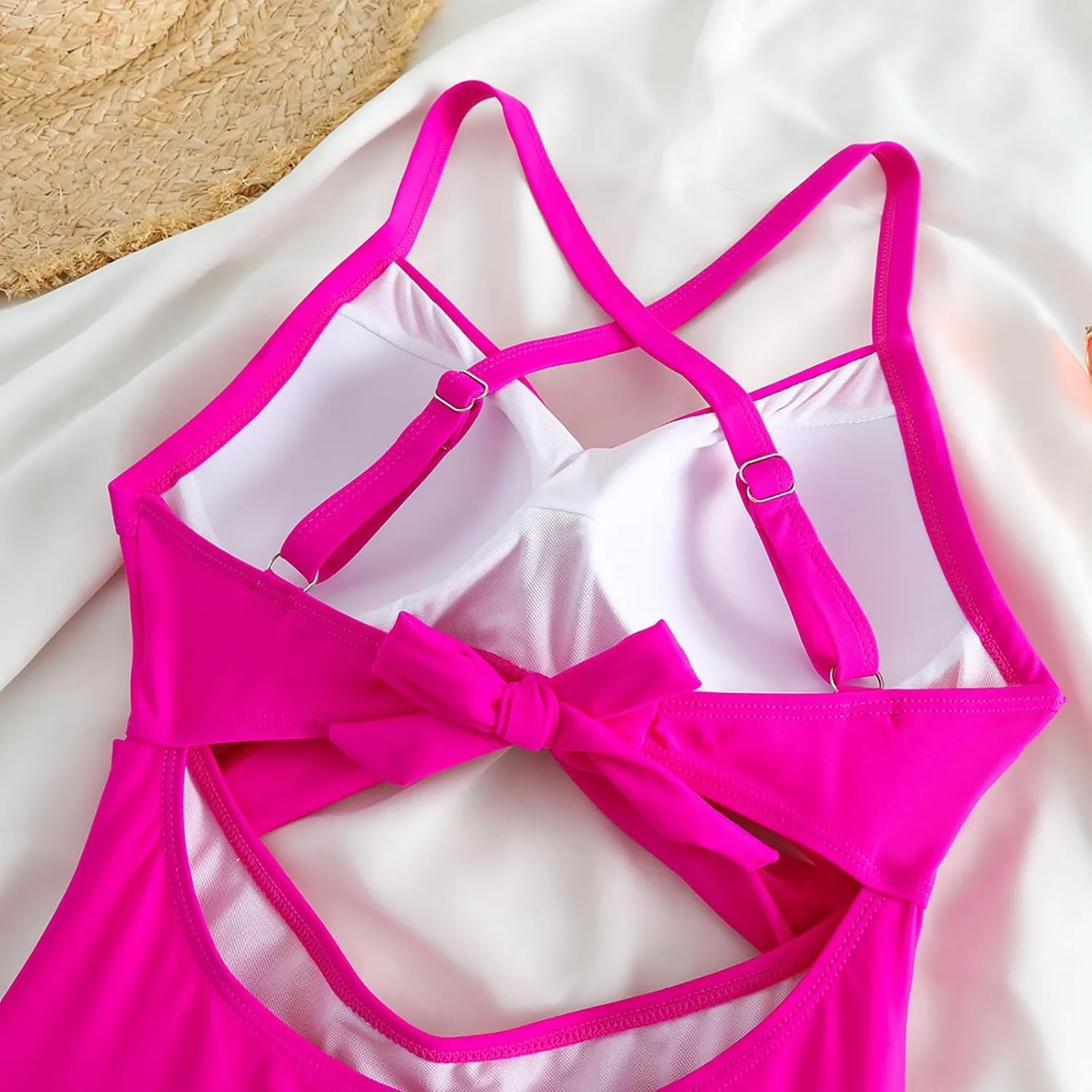 Tummy Control One Piece Swimsuit for Women 2024 High Waist Front Cross Halter Bathing Suit Cutout 1 Piece Swimsuits