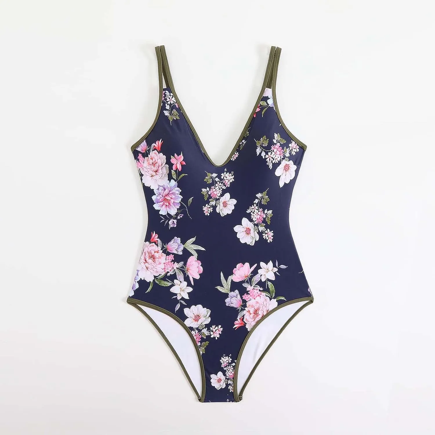 TUQIDEWU Bathing Suit for Women One Piece Swimsuit Women Tummy Control Floral Printed Sexy V Neck Push Up Backless Swimwear