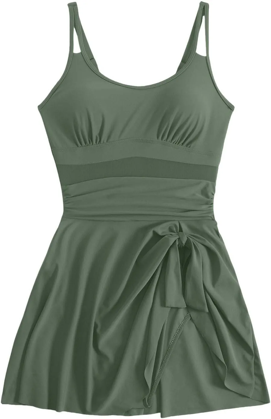 TUQIDEWU One Piece Swimsuit Women Tummy Control One Piece Bathing Suit for Women Backless Square Neck Ruffled Swim Dress