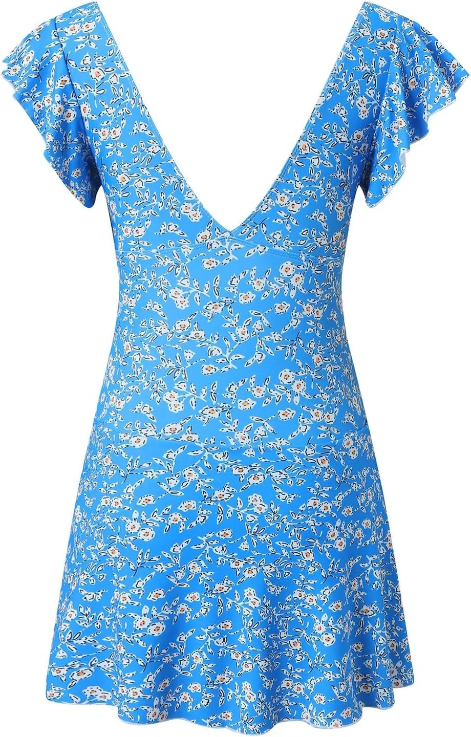 TUQIDEWU Tummy Control Swimsuits for Women One Piece Bathing Suit for Women Floral Print V Neck Backless Split Swimsuit Dress