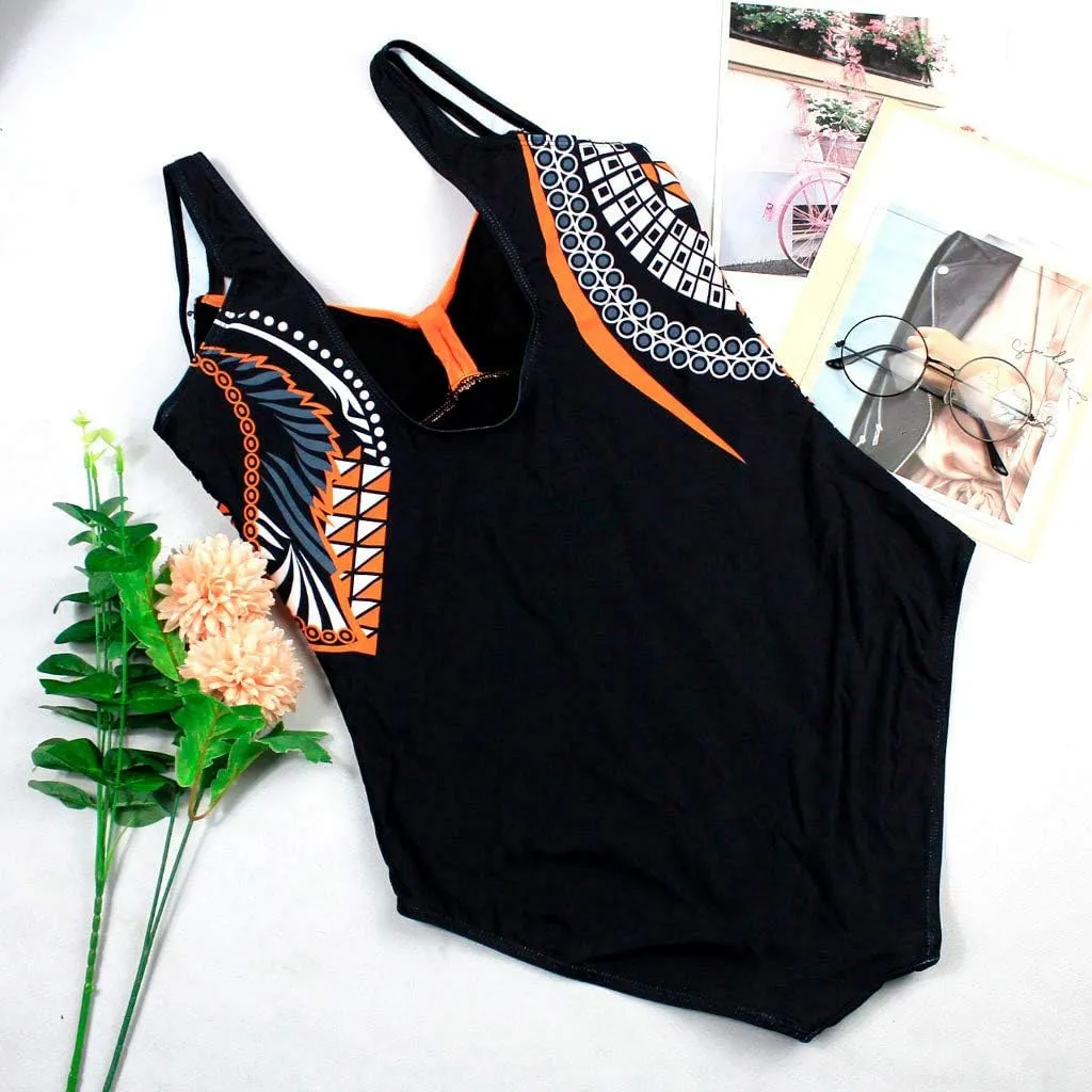 V Neck Cute One Piece Swimsuits Stripe Conservative Gradient Fashion Women's Beachwear Bikini Large Swimwears