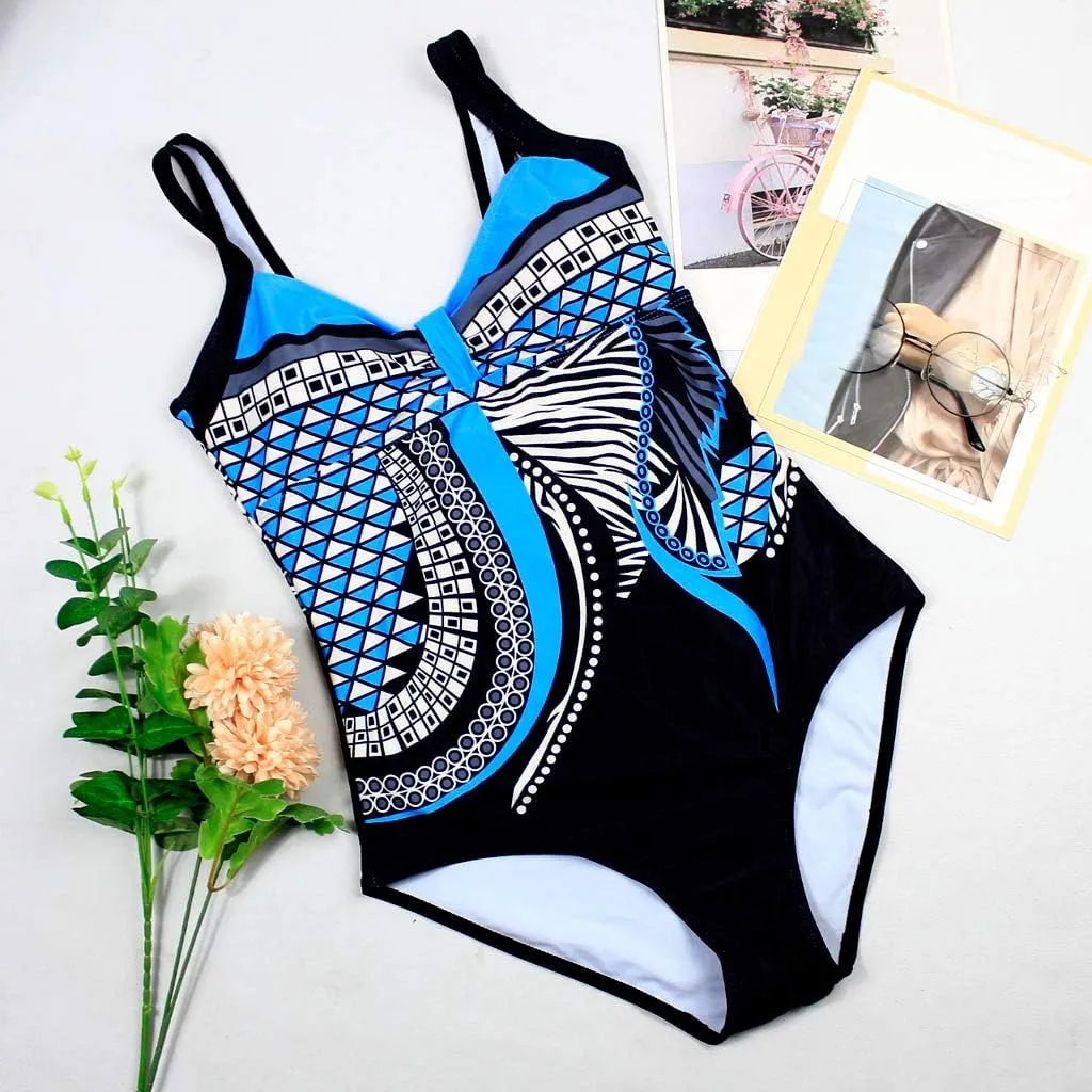 V Neck Cute One Piece Swimsuits Stripe Conservative Gradient Fashion Women's Beachwear Bikini Large Swimwears