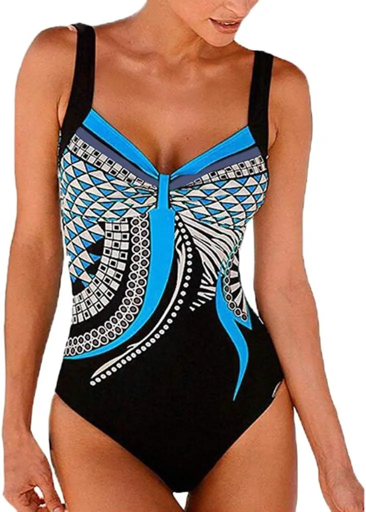 V Neck Cute One Piece Swimsuits Stripe Conservative Gradient Fashion Women's Beachwear Bikini Large Swimwears
