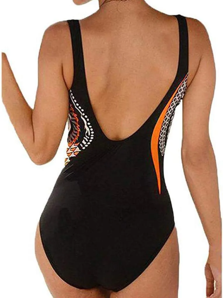 V Neck Cute One Piece Swimsuits Stripe Conservative Gradient Fashion Women's Beachwear Bikini Large Swimwears