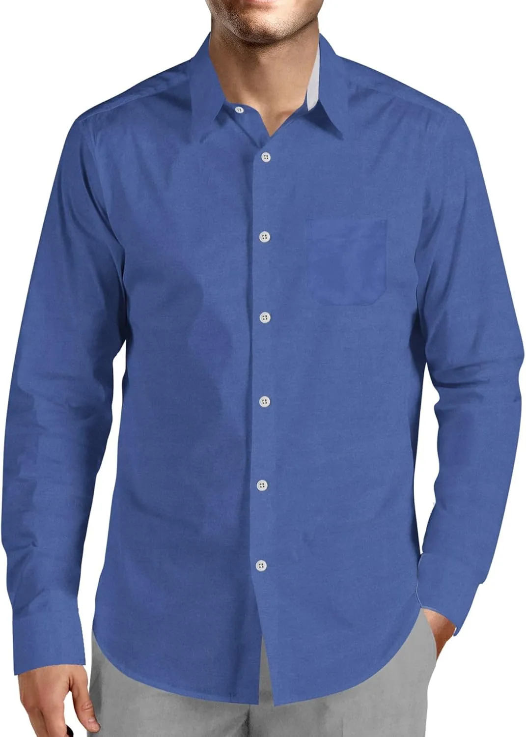 Visive Mens Shirts Multi Packs Long Sleeve Button Down Dress Shirts Solid Color Big and Tall