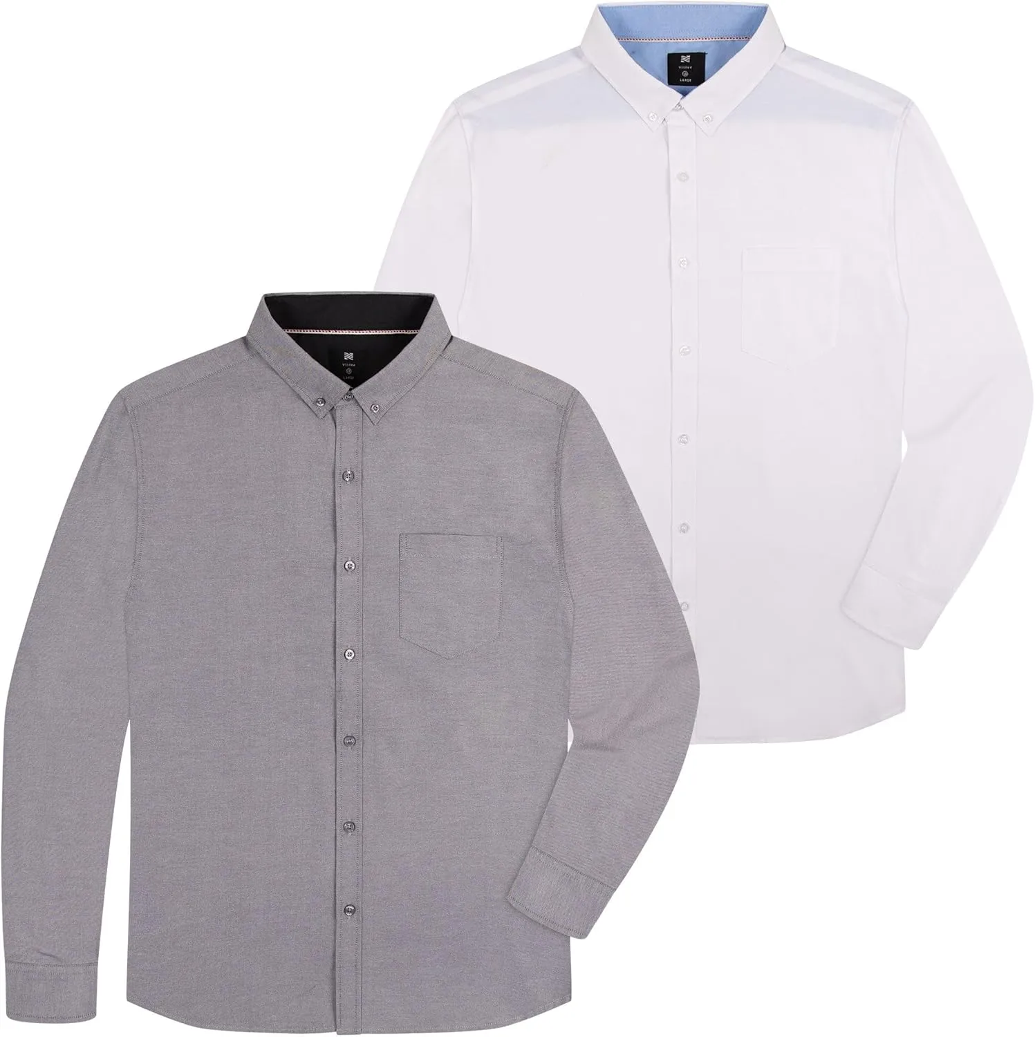 Visive Mens Shirts Multi Packs Long Sleeve Button Down Dress Shirts Solid Color Big and Tall