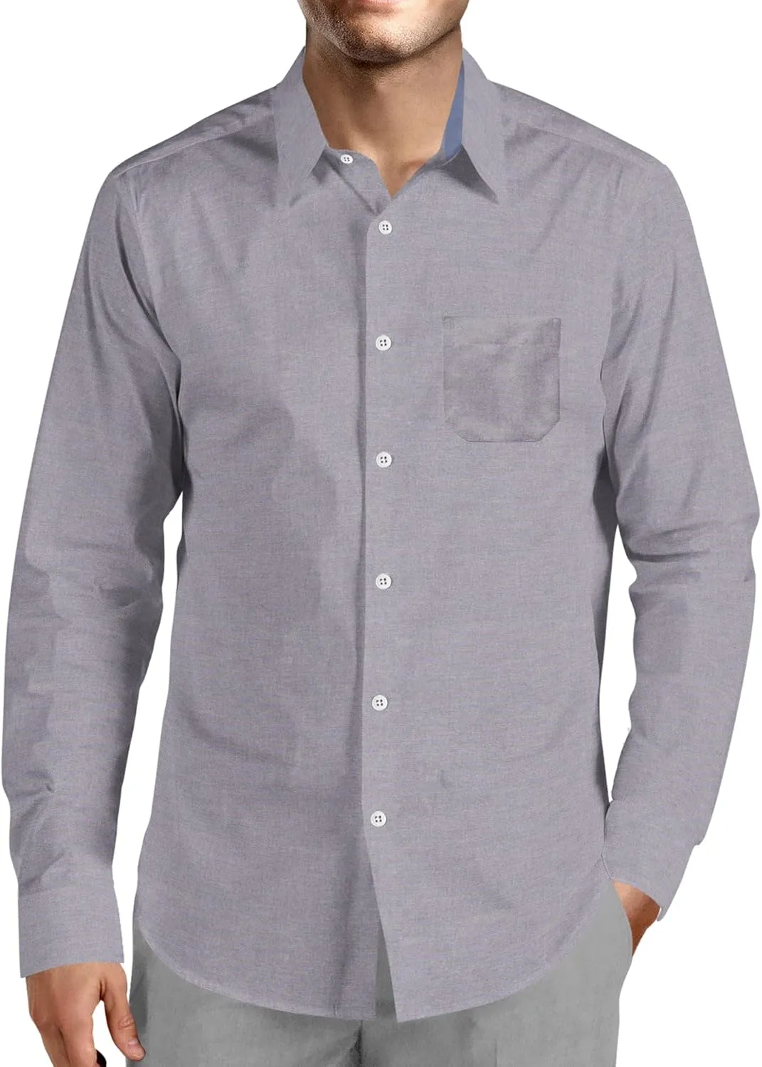 Visive Mens Shirts Multi Packs Long Sleeve Button Down Dress Shirts Solid Color Big and Tall