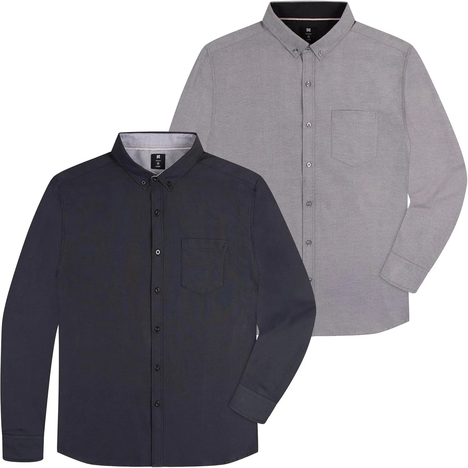 Visive Mens Shirts Multi Packs Long Sleeve Button Down Dress Shirts Solid Color Big and Tall