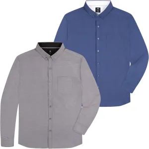 Visive Mens Shirts Multi Packs Long Sleeve Button Down Dress Shirts Solid Color Big and Tall