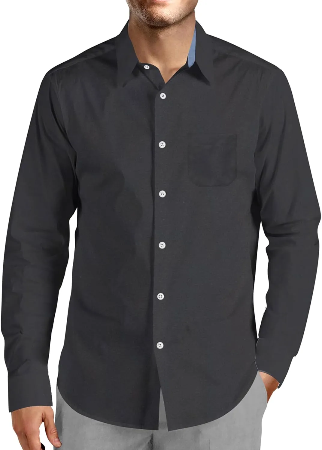 Visive Mens Shirts Multi Packs Long Sleeve Button Down Dress Shirts Solid Color Big and Tall
