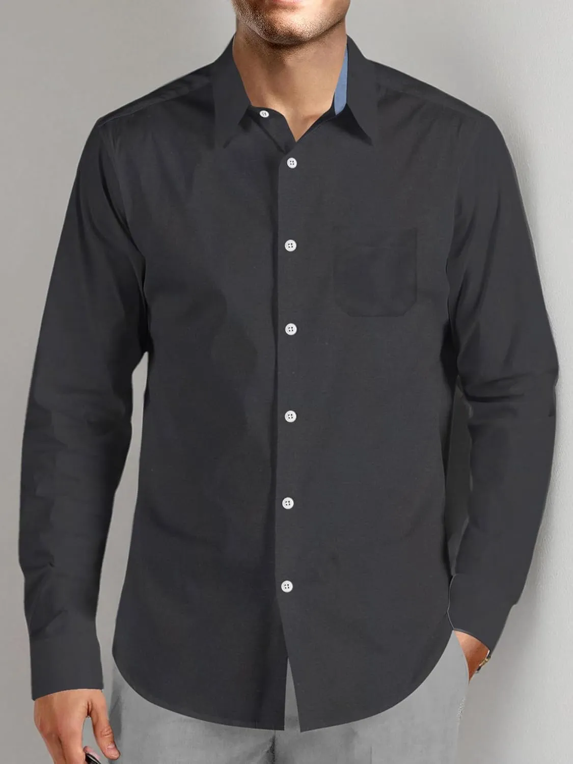 Visive Mens Shirts Multi Packs Long Sleeve Button Down Dress Shirts Solid Color Big and Tall