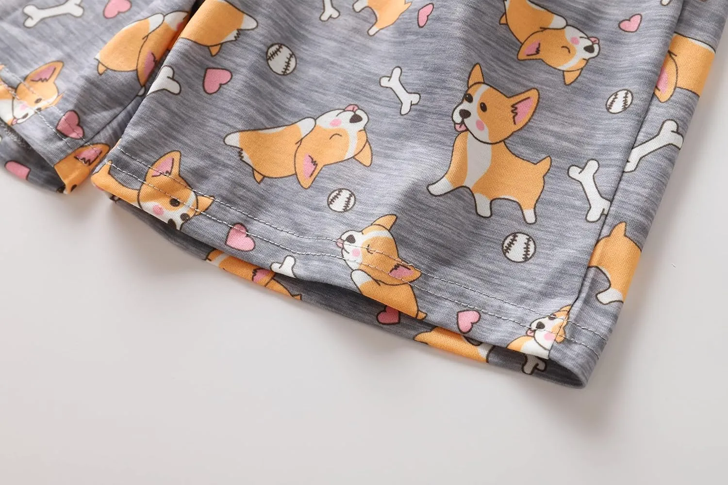 Vopmocld Big Girls Summer Short Sleeve Pajama Sets Cute Cat Patterns Sleepwear Nighty 100% Cotton