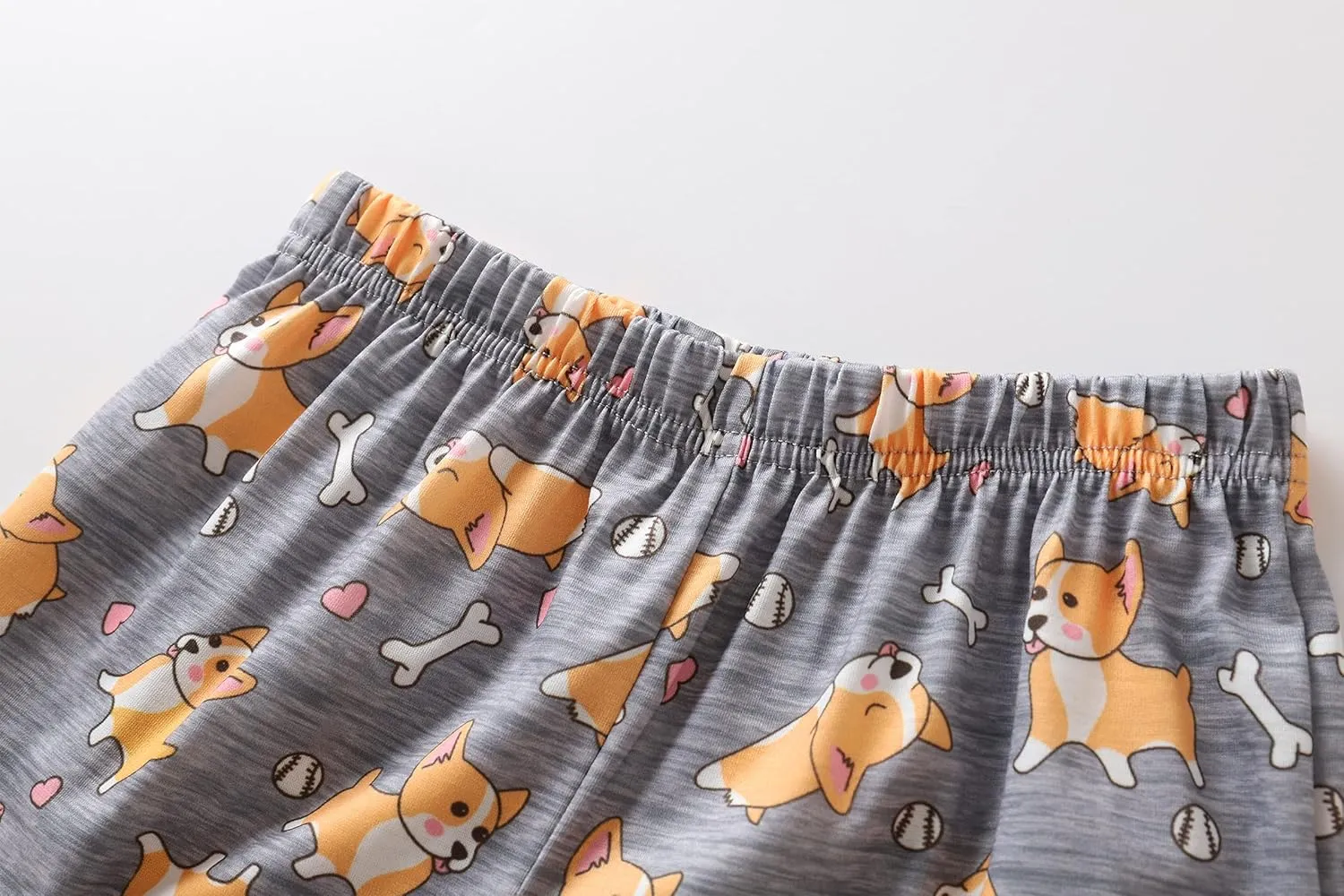 Vopmocld Big Girls Summer Short Sleeve Pajama Sets Cute Cat Patterns Sleepwear Nighty 100% Cotton
