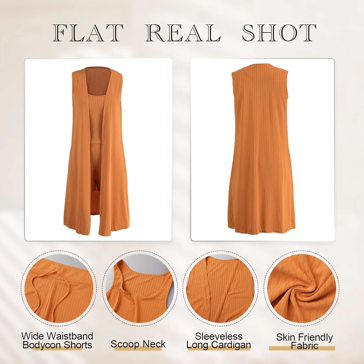 Women 3 Piece Outfit Sets Loungewear Sleeveless Cardigan Tank Top Shorts Summer Tracksuit Sweatsuit